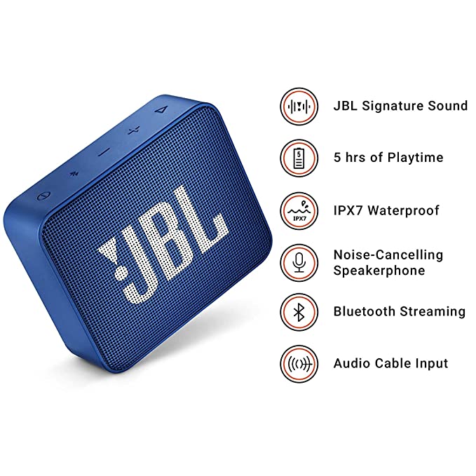 JBL Go 2 (Portable Waterproof Bluetooth Speaker with mic)